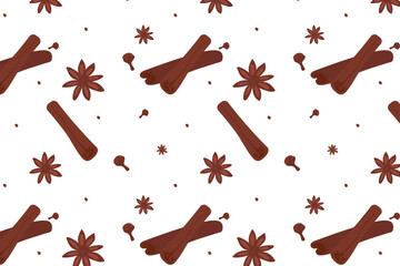 Seamless pattern with oriental spices. Vector illustration in flat style