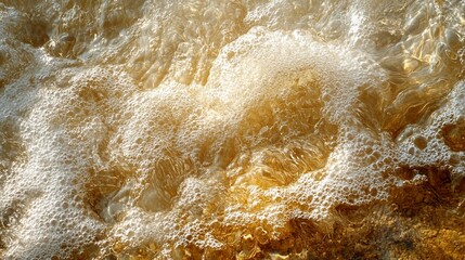 Close-up of foamy, golden water texture.