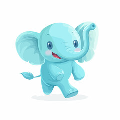 Fototapeta premium Cheerful Blue Elephant Character Running and Smiling