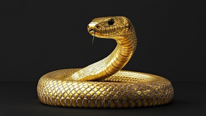Fototapeta premium Golden Spiral: Close-Up of a Snake's Textured Elegance in Photorealistic Detail