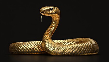 Fototapeta premium Golden Spiral: Close-Up of a Snake's Textured Elegance in Photorealistic Detail