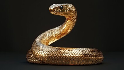 Fototapeta premium Golden Spiral: Close-Up of a Snake's Textured Elegance in Photorealistic Detail
