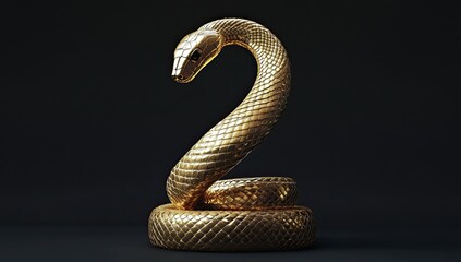 Fototapeta premium Golden Spiral: Close-Up of a Snake's Textured Elegance in Photorealistic Detail