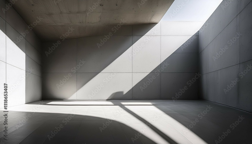 Poster modern minimalist concrete wall with natural light and shadows creating a serene architectural backd