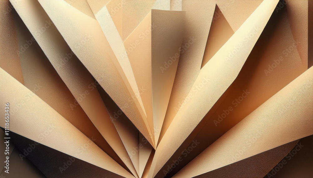 Poster abstract folded texture with sharp intersecting angles creating a modern geometric surface in neutra