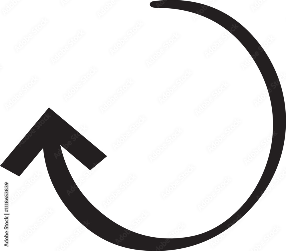  hand drawn circular arrow creating a continuous loop and pointing upwards, representing concepts of 