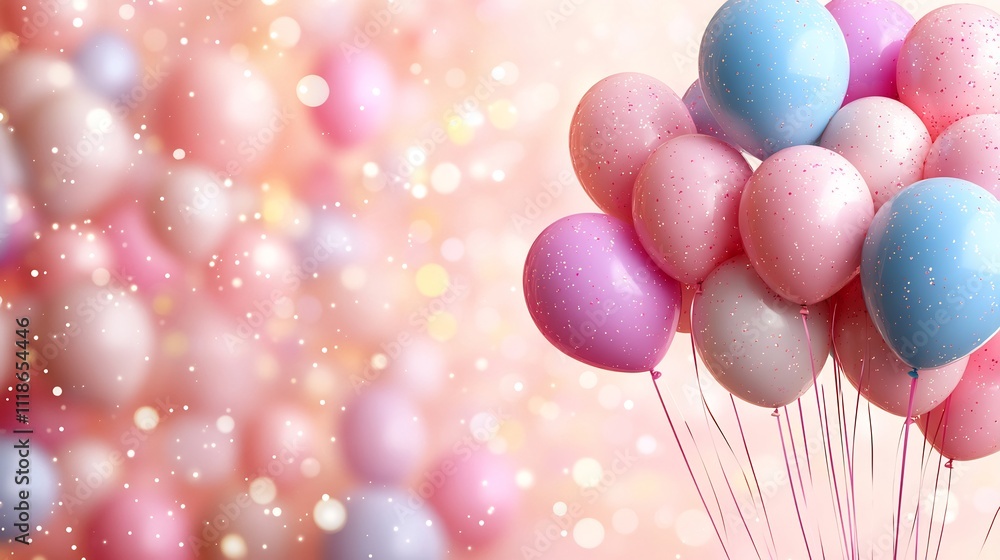 Poster colorful balloon background softly blurred balloons floating against a plain backdrop leaving ample 