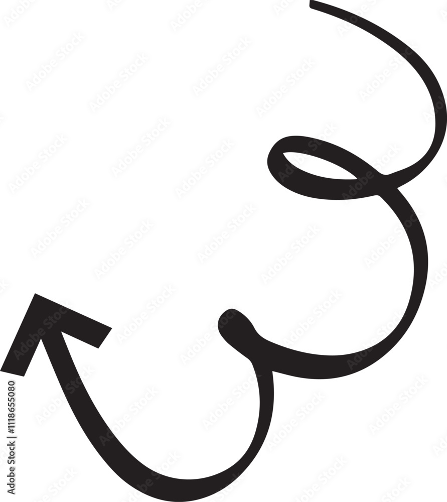 Poster continuous line drawing creating a curved arrow pointing upwards, representing a winding journey or 