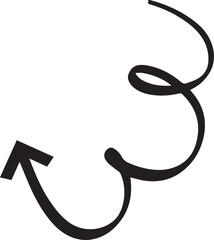 Continuous line drawing creating a curved arrow pointing upwards, representing a winding journey or a significant change in direction, embodying progress and movement