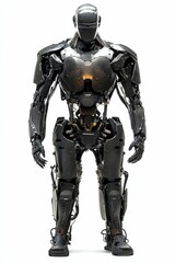 Black robotic figure, detailed, futuristic, standing.