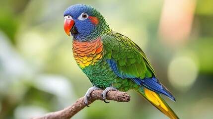 Vibrant Rainbow Lorikeet perched on a branch.