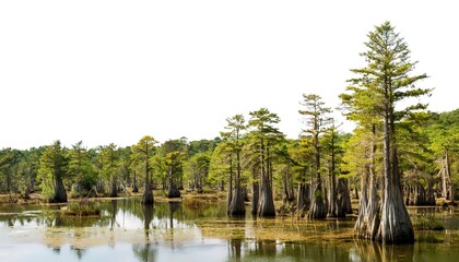 swamp or swampland is a forested wetland and are transition zones between both land and water. they can be fresh water, brackish water, or seawater. Bald cypress tree - Taxodium distichum are common