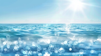 Sunny Sea Summer Background: Bokeh, Clear Sky, and Calm Water, Perfect for Tourism, Cruise, and Paradise-Themed Designs