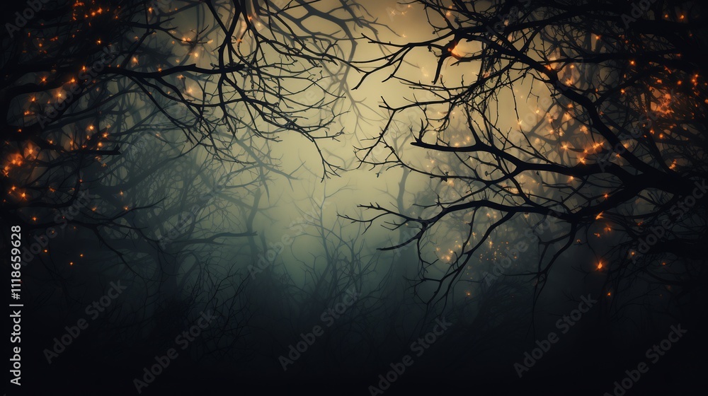 Poster spooky halloween background abstract ghostly shapes barely visible the distance using dark tones and