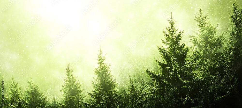 Aufkleber tranquil forestinspired backdrop with soft green tones and blurred trees leaving a spacious canvas f