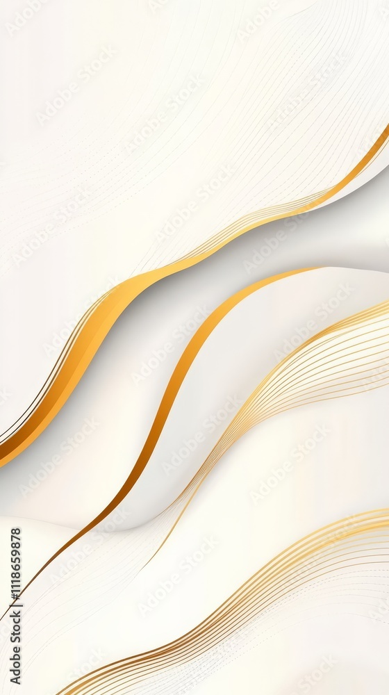 Poster abstract gold wave: a mesmerizing abstract design featuring flowing golden waves against a soft whit