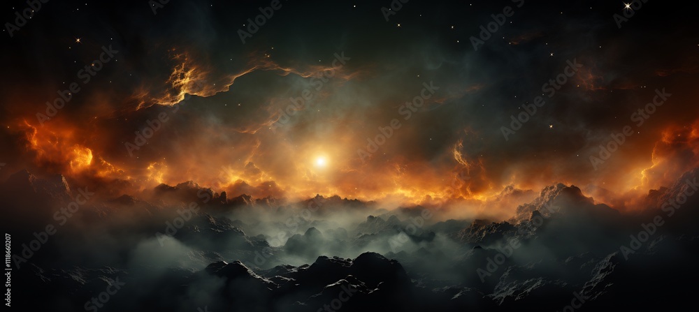 Poster spacethemed background textured navy and black tones faint galaxy patterns adding depth and leaving 