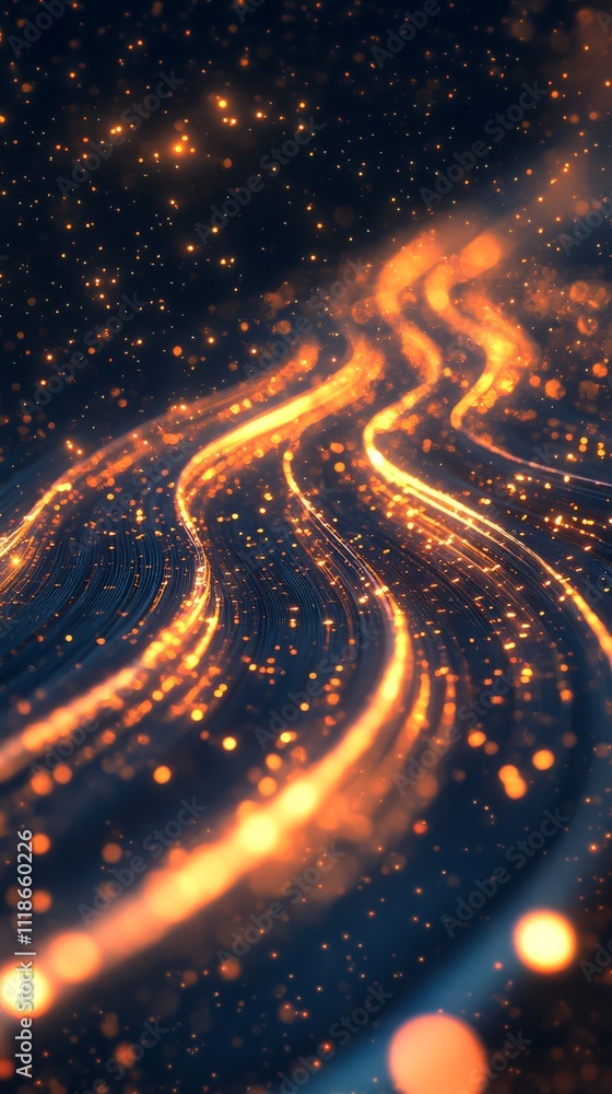 Aufkleber cosmic stream: abstract cosmic energy shimmers with golden light, creating a swirling pattern agains