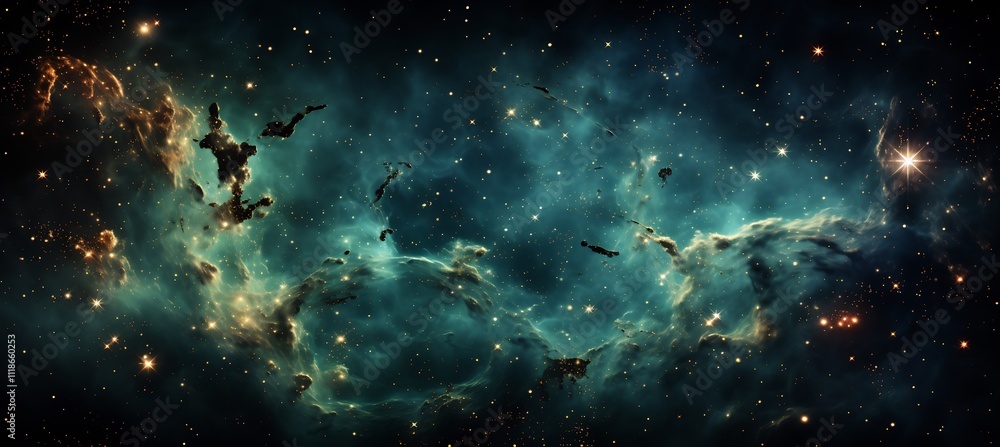 Poster vast space background textured look of deep navy and black with faint abstract galaxy shapes leaving