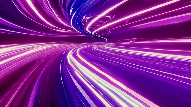 a purple tunnel  with  white lights  and  a white star  in the middle