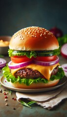 Delicious Cheeseburger with Fresh Ingredients