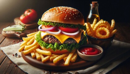 Classic Cheeseburger with Crispy French Fries