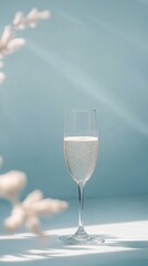 Elegant glass of water on a minimalist background showcasing tranquility and simplicity