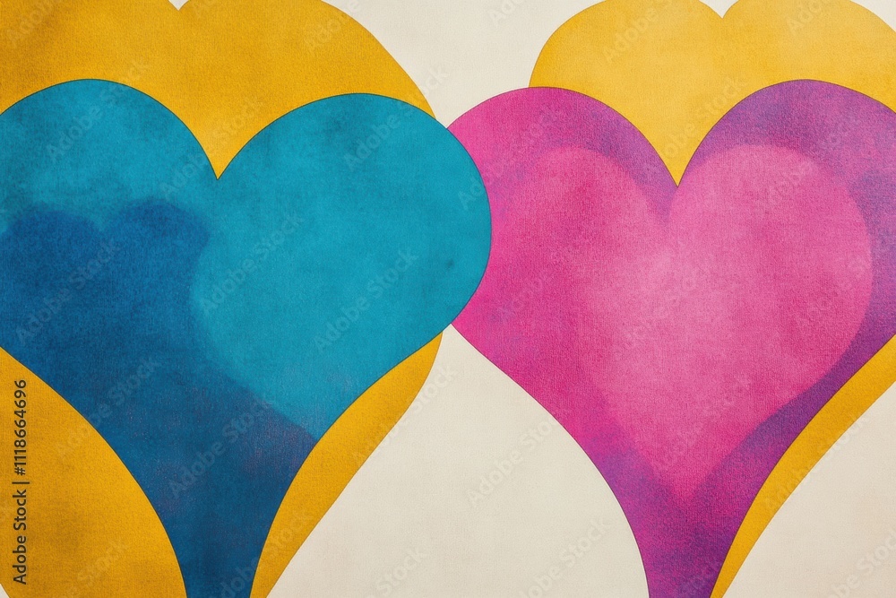 Poster this abstract design showcases vibrant hearts in retro colors, providing a perfect backdrop for any 
