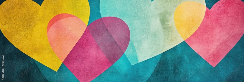 Aufkleber striking retro design features vibrant hearts in various colors, offering ample space for creative t