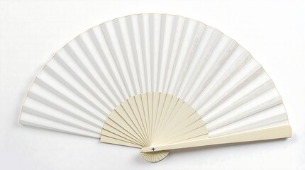 Traditional Japanese folding fan with a white paper surface and light wooden ribs, featuring an elegant and minimalist design