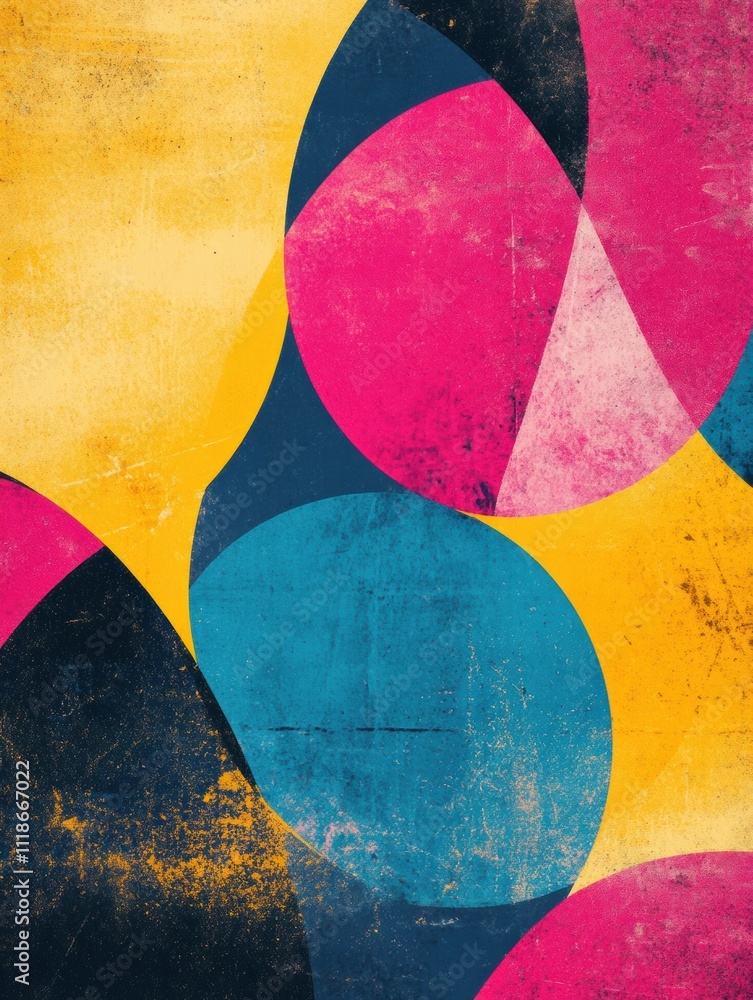 Poster this artwork showcases vibrant geometric shapes in retro hues, perfect for adding a unique touch to 