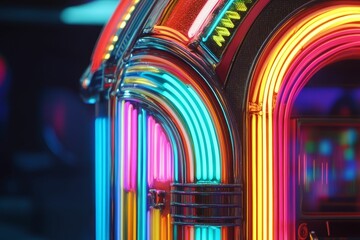 Obraz premium Brightly lit, curved, multicolored machine detail.