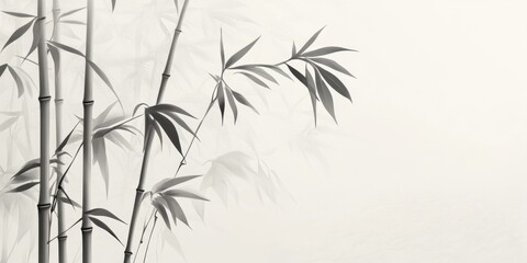 Tranquil bamboo stalks on white background