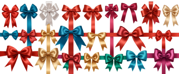 Collection of All Colors  bow tie isolated on a transparent background, cut-out, PNG

