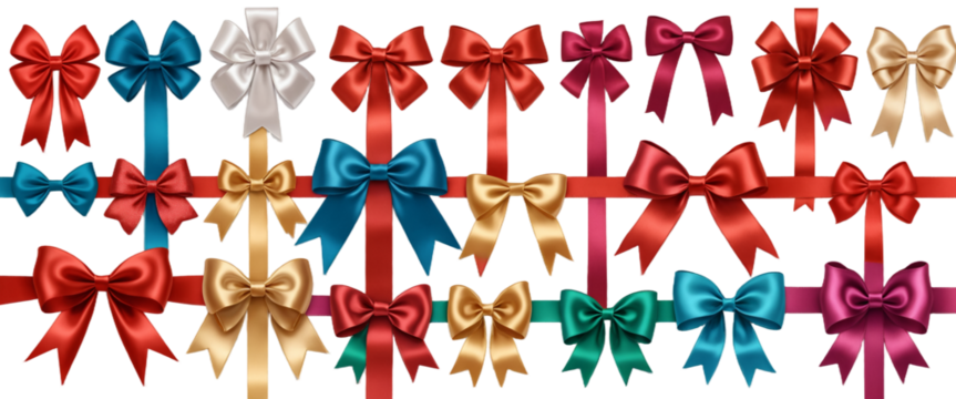 Collection of All Colors  bow tie isolated on a transparent background, cut-out, PNG
