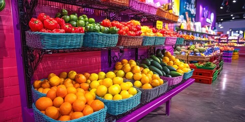 Obraz premium Vibrant grocery display of fresh produce