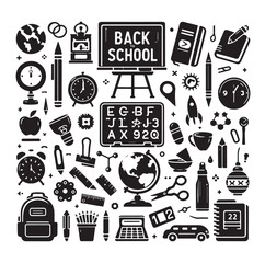 Back to School silhouette vector illustration