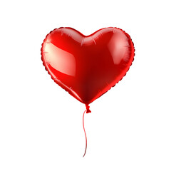 Heart balloon. Red heart glossy balloon isolated on transparent background. Festive decoration. Holiday backdrop with flying red balloon. Happy Valentines Day design element. Vector illustration