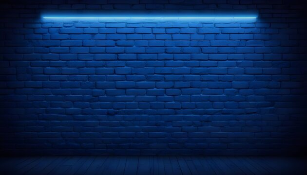 Blue brick wall with a bright blue light source