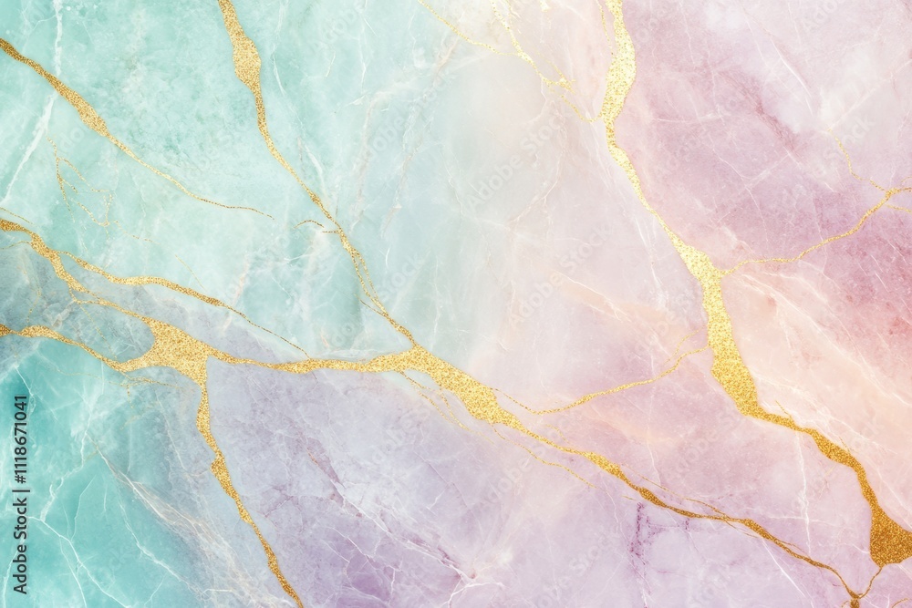 Poster Stunning abstract marble texture with playful colors and golden veins, ideal for versatile design applications and creative mockups. Generative AI