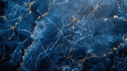 Obraz premium Luxurious deep blue marble texture with golden veining, high-resolution abstract design, premium background, elegant pattern for wall or flooring, modern artistic photography.