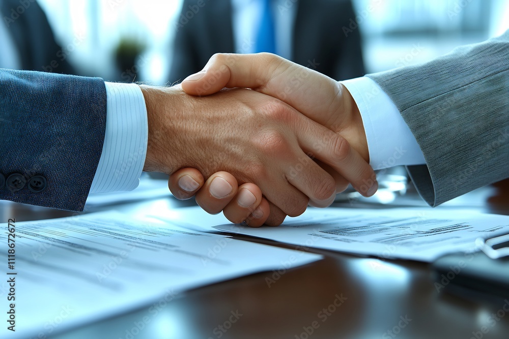 Poster clean modern business design soft hints of hands papers and supportive elements ideal for insurance 