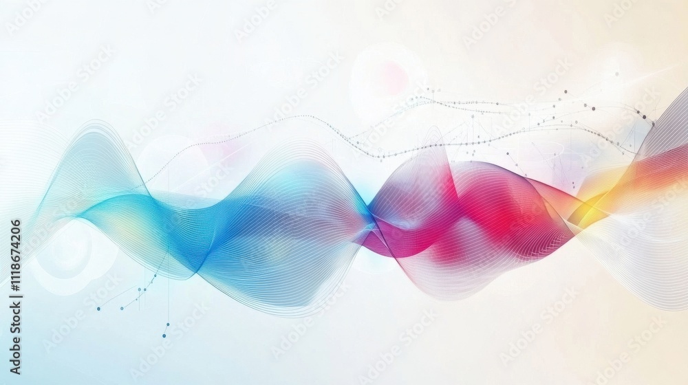Poster abstract wave design with soft colors representing fluidity and motion.