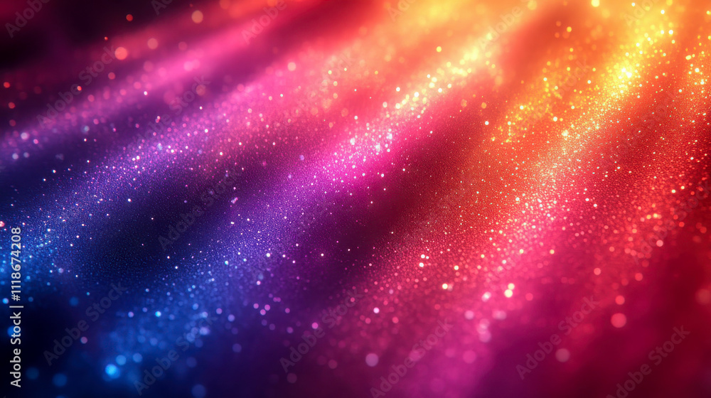 Poster a shimmering display of colorful light particles creating a dreamy and dynamic abstract background