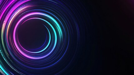 Abstract glowing spirals in vibrant neon shades form a captivating backdrop, perfect for creative text and design applications in digital media. Generative AI