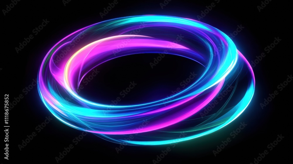 Poster vibrant spirals of neon light create an abstract visual, offering ample copy space for creative text