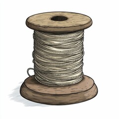 spool of cotton thread stands upright, accompanied by a sleek needle; isolated simplicity highlights craftsmanship, stitching, and the art of sewing.