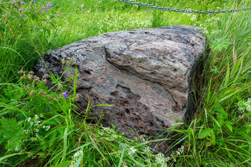 The fallen Luzhenga meteorite in the village of Krasavino, Vlasovo, near Veliky Ustyug, Vologda region