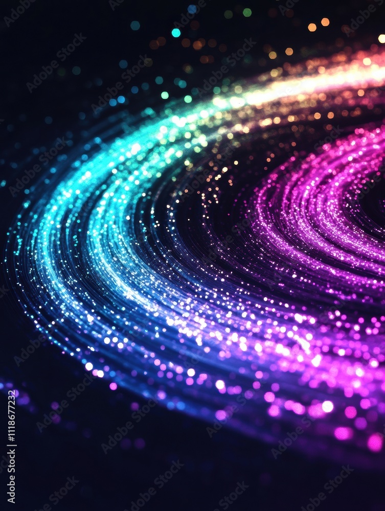 Poster colorful spirals of glowing light swirl in neon hues, forming a captivating mockup with ample space 
