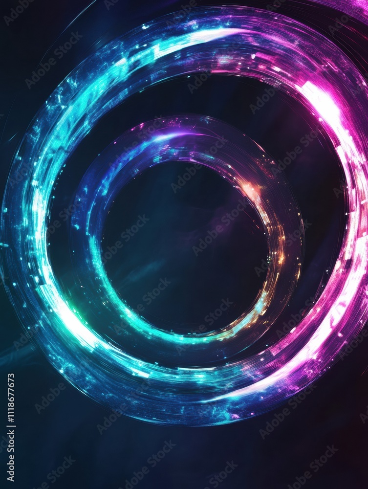 Poster vibrant neon spirals of light in abstract form provide an engaging backdrop, perfect for showcasing 